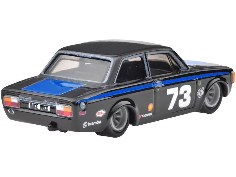 1973 Volvo 142 GL #73 Black with Blue Stripes and Hood "Boulevard" Series Diecast Model Car by Hot Wheels-2