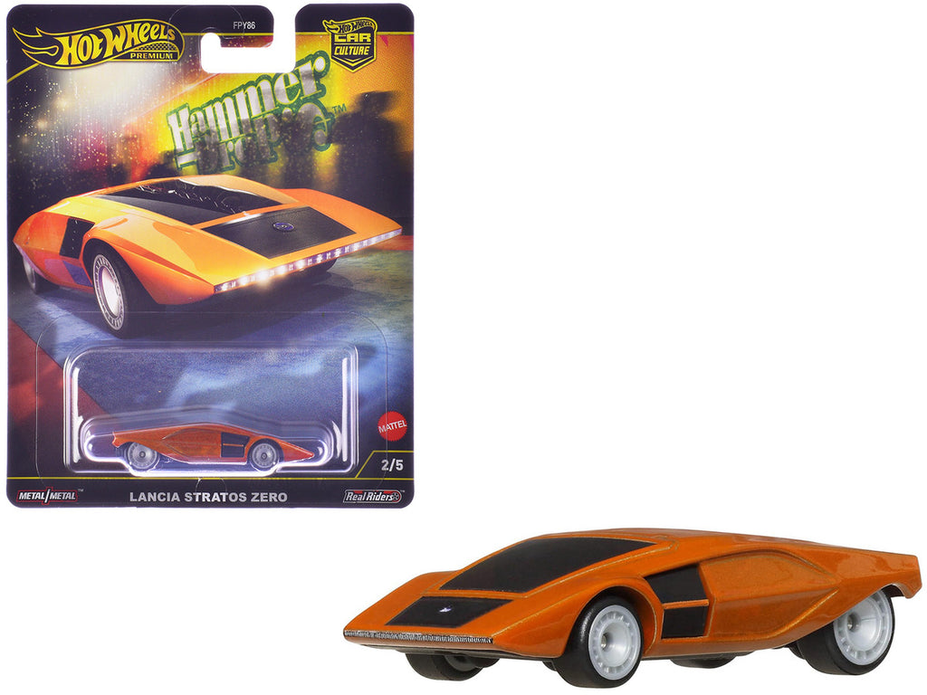 Lancia Stratos Zero Concept Car Orange Metallic "Hammer Drop" Series Diecast Model Car by Hot Wheels-3