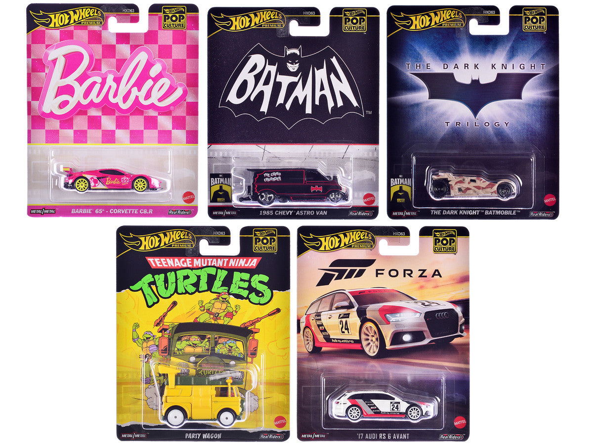 "Pop Culture 2024" 5 piece Set E "Premium Series" Diecast Model Cars by Hot Wheels-0