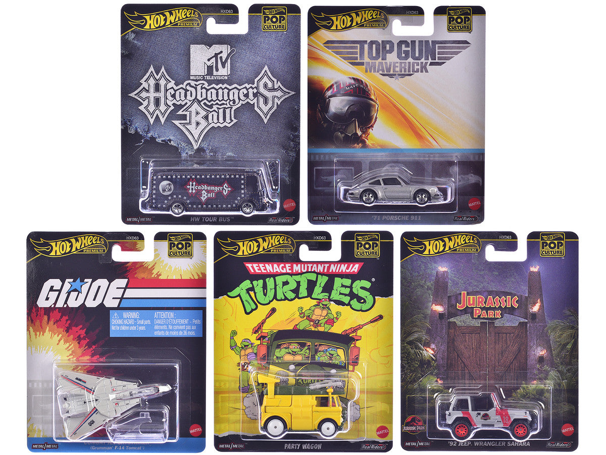 "Pop Culture 2025" 5 piece Set K "Premium Series" Diecast Model Cars by Hot Wheels-0