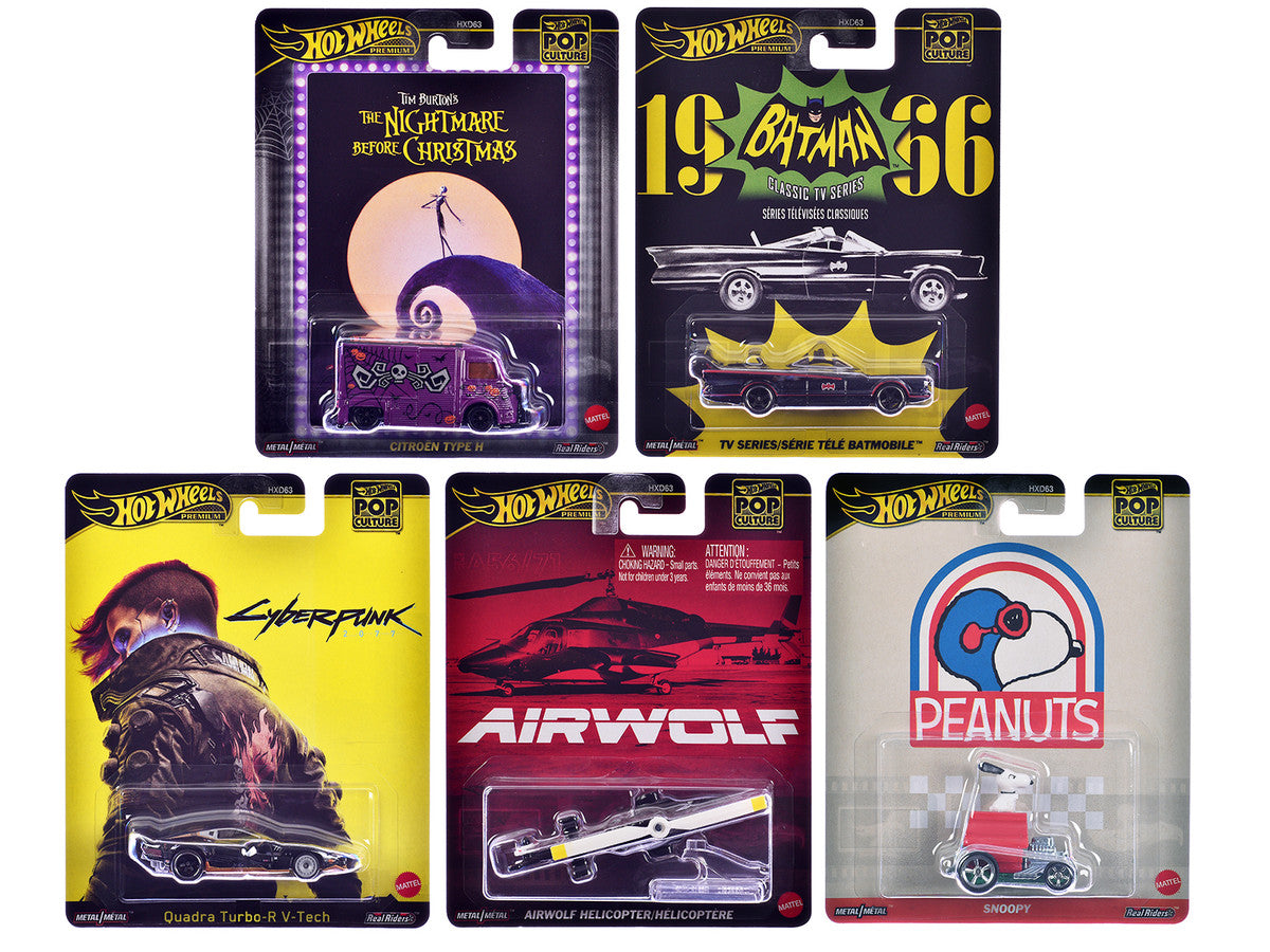 "Pop Culture 2025" 5 piece Set M "Premium Series" Diecast Model Cars by Hot Wheels-0