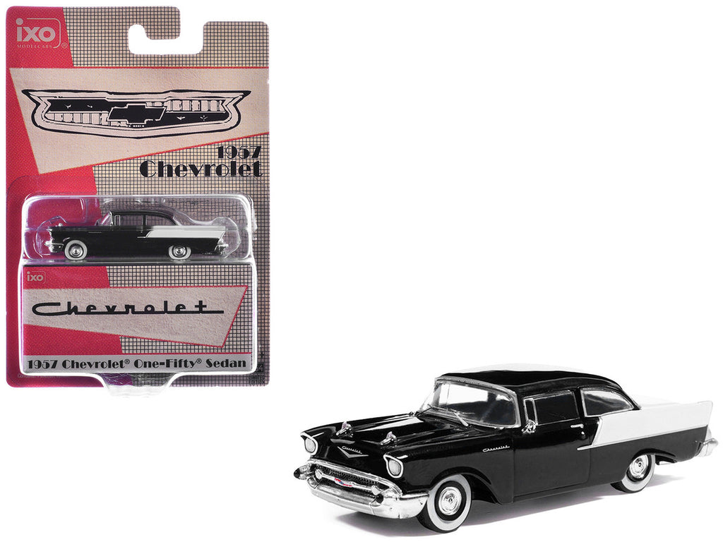 1957 Chevrolet One-Fifty Sedan Black and White 1/64 Diecast Model Car by IXO Models-4