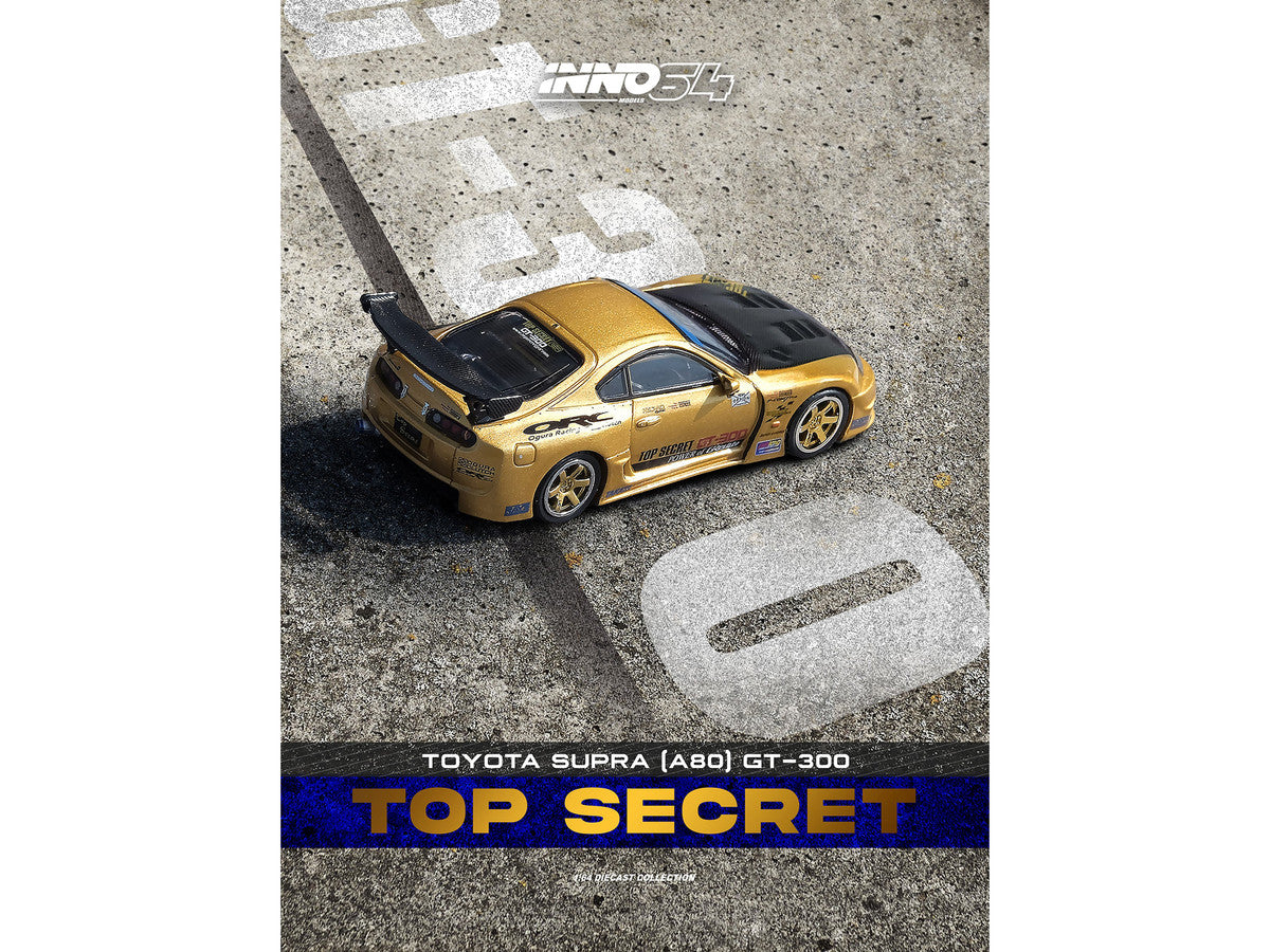Toyota Supra A80 Top Secret GT300 RHD Gold 1/64 Diecast Model Car-1