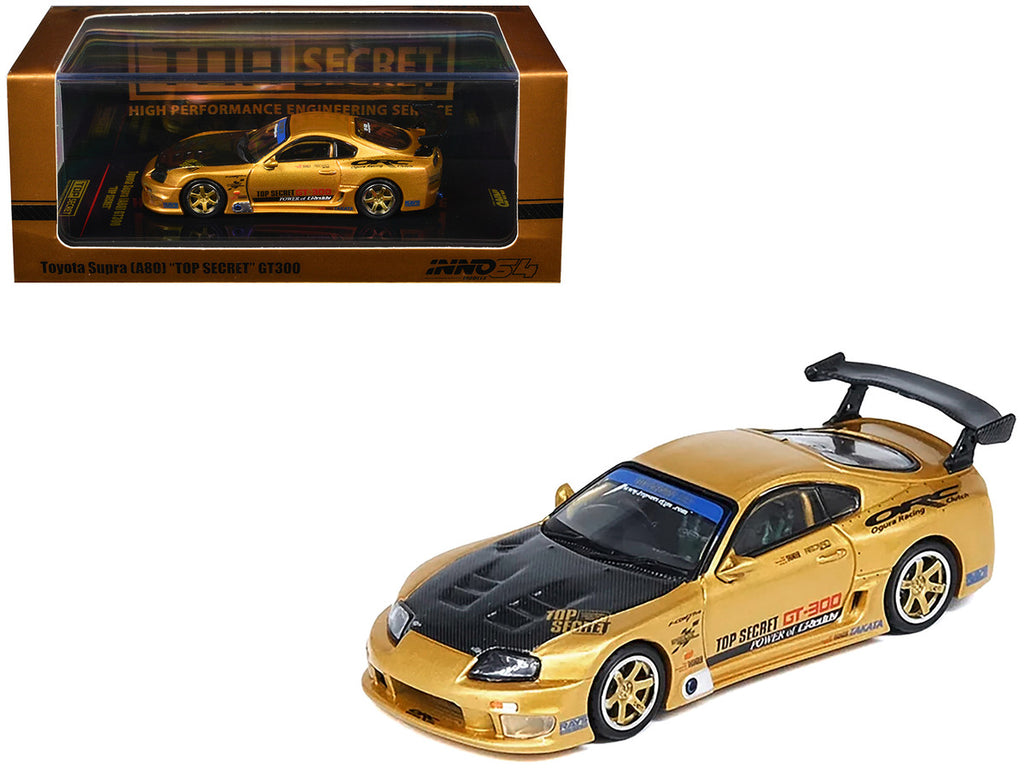 Toyota Supra A80 Top Secret GT300 RHD Gold 1/64 Diecast Model Car-3