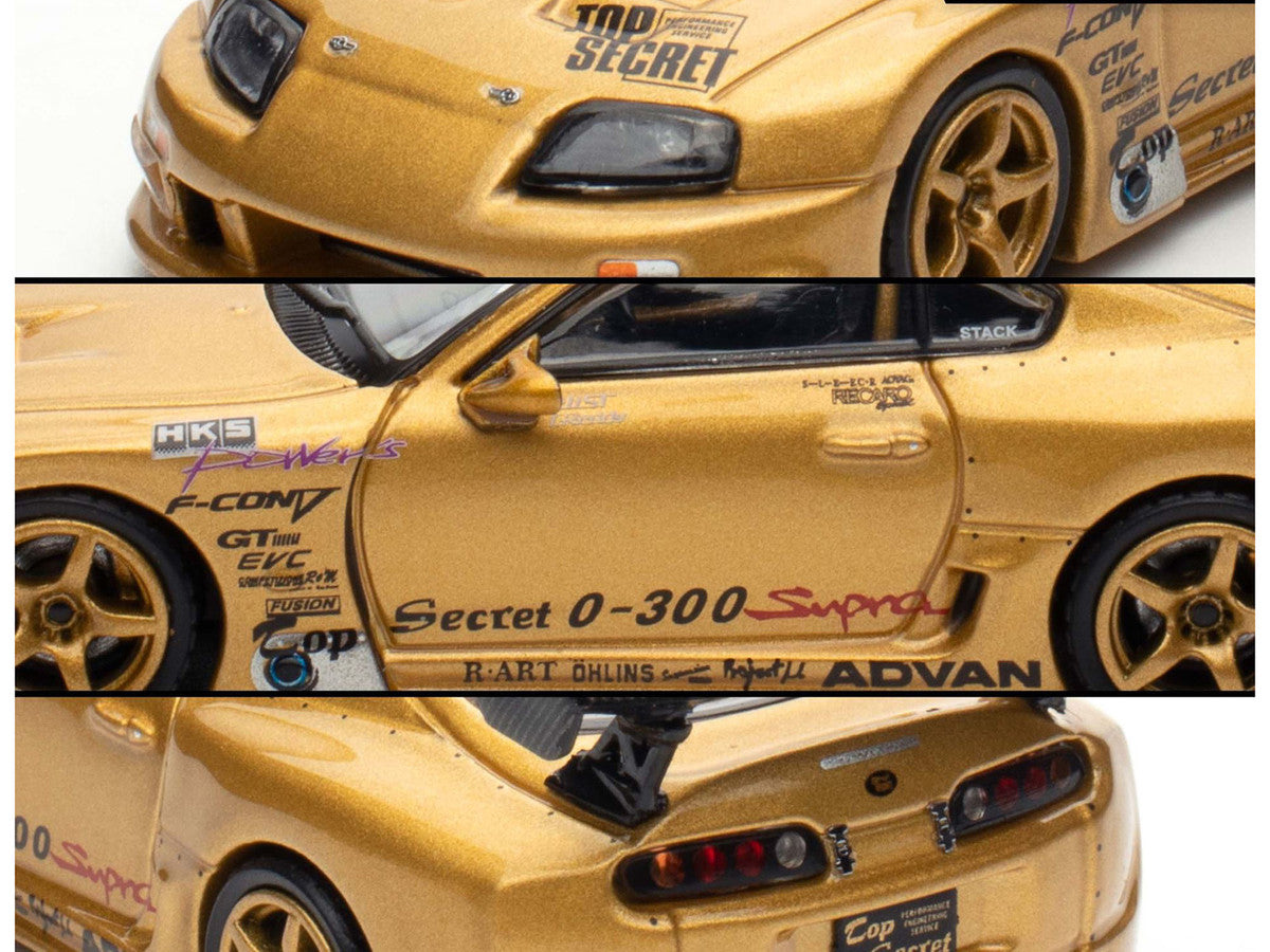 Toyota Supra A80 Top Secret GT300 RHD 1/64 Diecast Model Car Gold-3