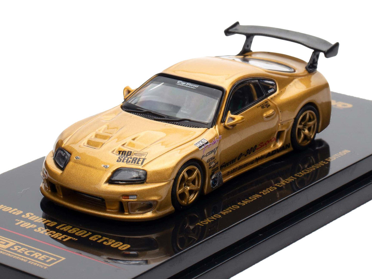 Toyota Supra A80 Top Secret GT300 RHD 1/64 Diecast Model Car Gold-0