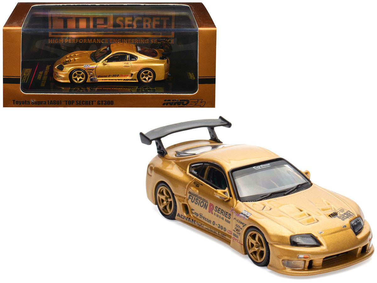 Toyota Supra A80 Top Secret GT300 RHD 1/64 Diecast Model Car Gold-4
