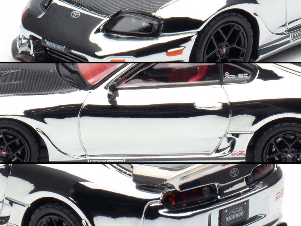 Toyota Supra A80 Top Secret GT300 RHD Chrome Carbon Hood 1/64 Model-3