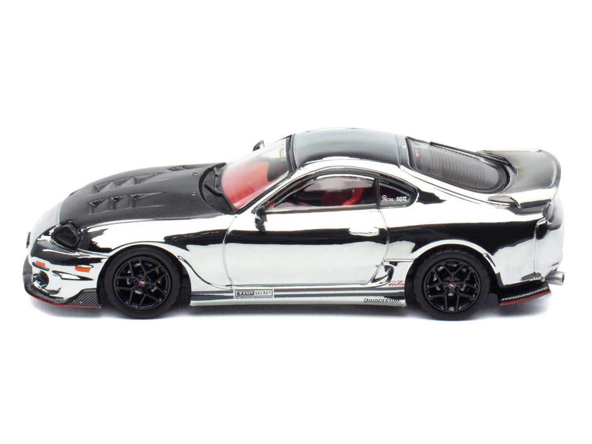 Toyota Supra A80 Top Secret GT300 RHD Chrome Carbon Hood 1/64 Model-0