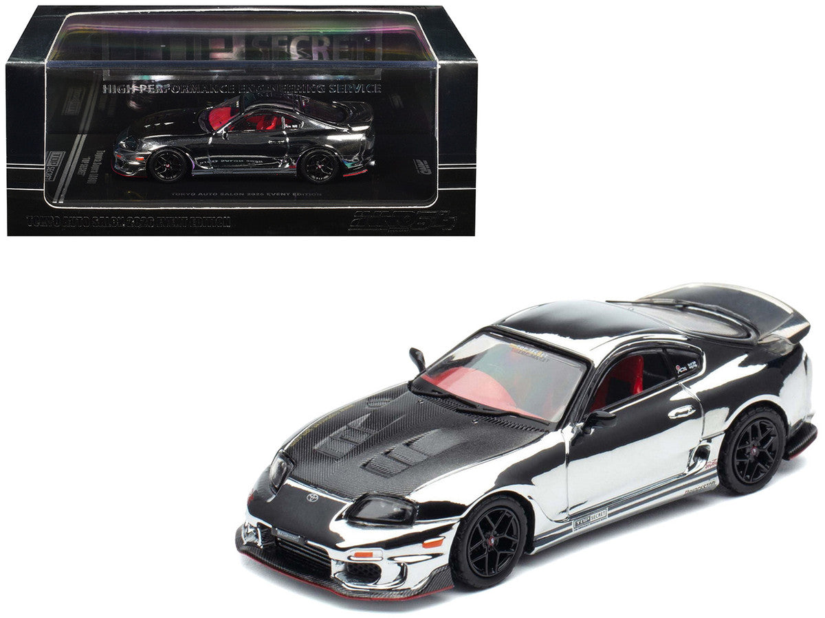 Toyota Supra A80 Top Secret GT300 RHD Chrome Carbon Hood 1/64 Model-4