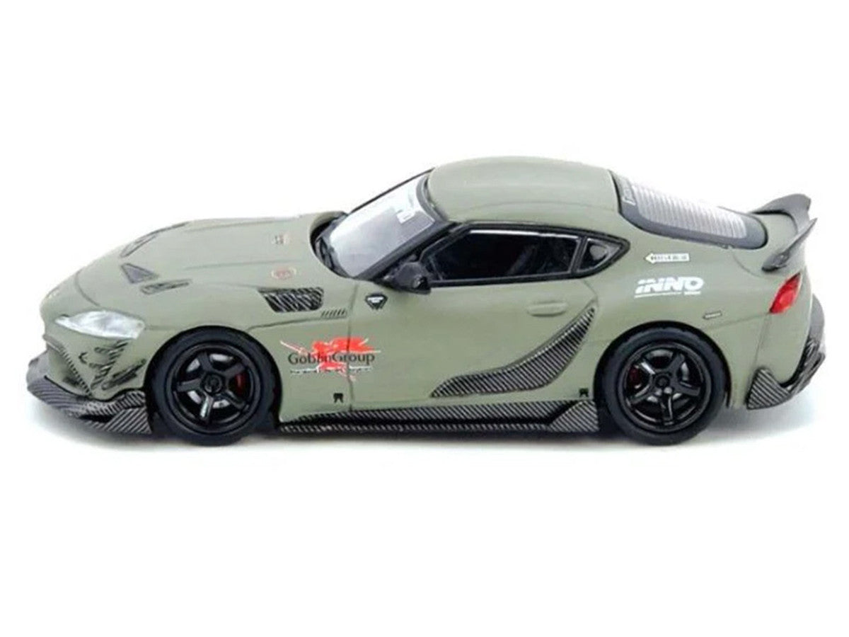 Toyota Supra A90 DarwinPro 1/64 Diecast Model Matt Green Carbon Accents-1