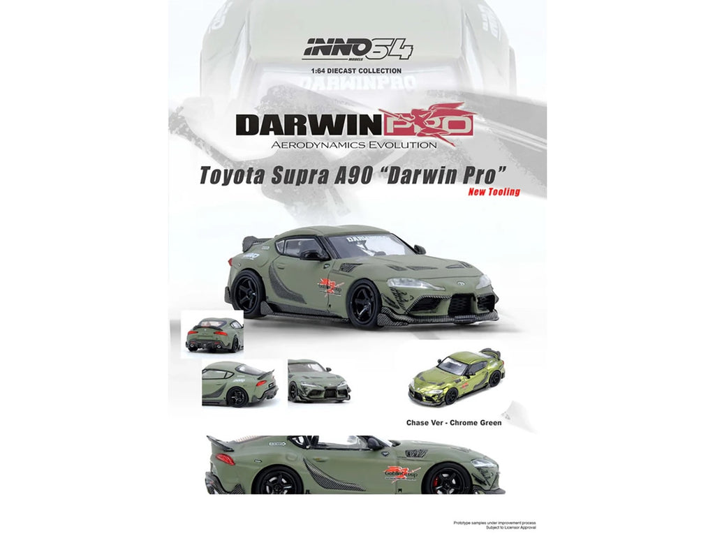 Toyota Supra A90 DarwinPro 1/64 Diecast Model Matt Green Carbon Accents-2