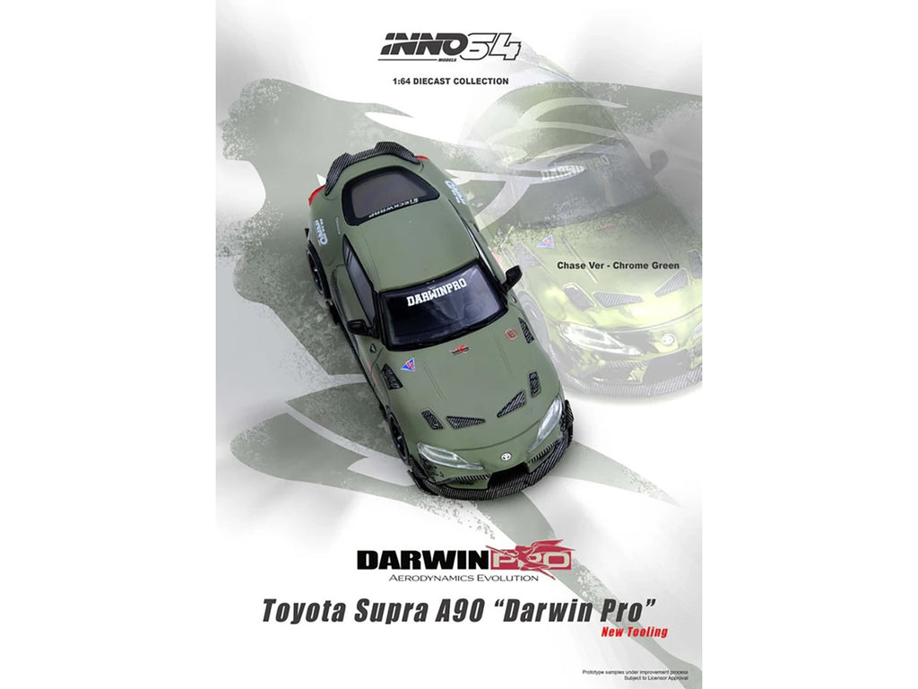 Toyota Supra A90 DarwinPro 1/64 Diecast Model Matt Green Carbon Accents-0