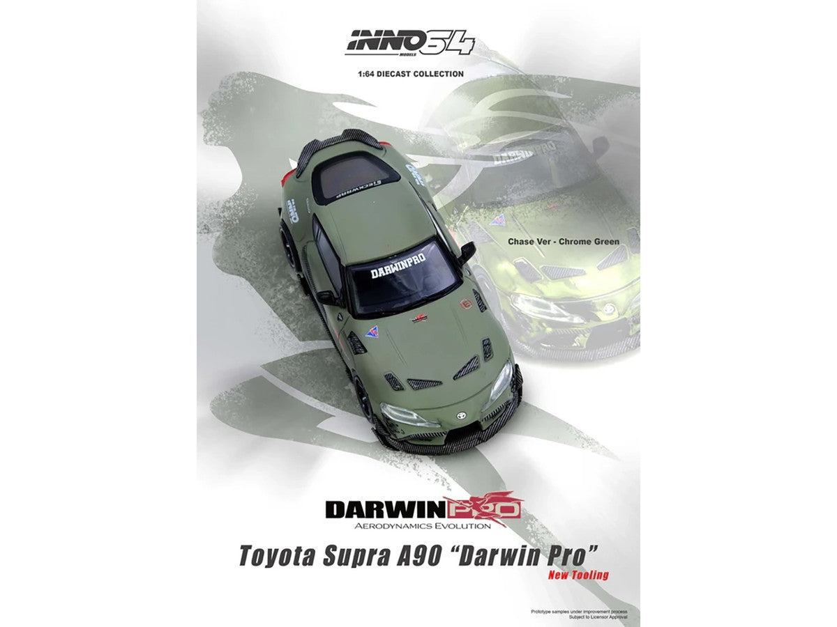 Toyota Supra A90 DarwinPro 1/64 Diecast Model Matt Green Carbon Accents-0
