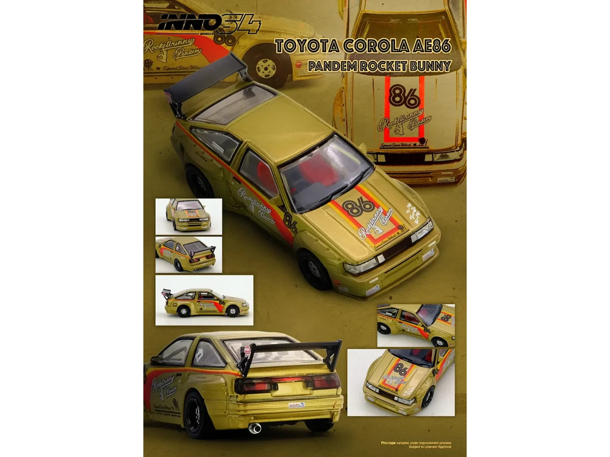 Toyota Levin AE86 RHD 1/64 Diecast Model Pandem Rocket Bunny Gold Metallic-4