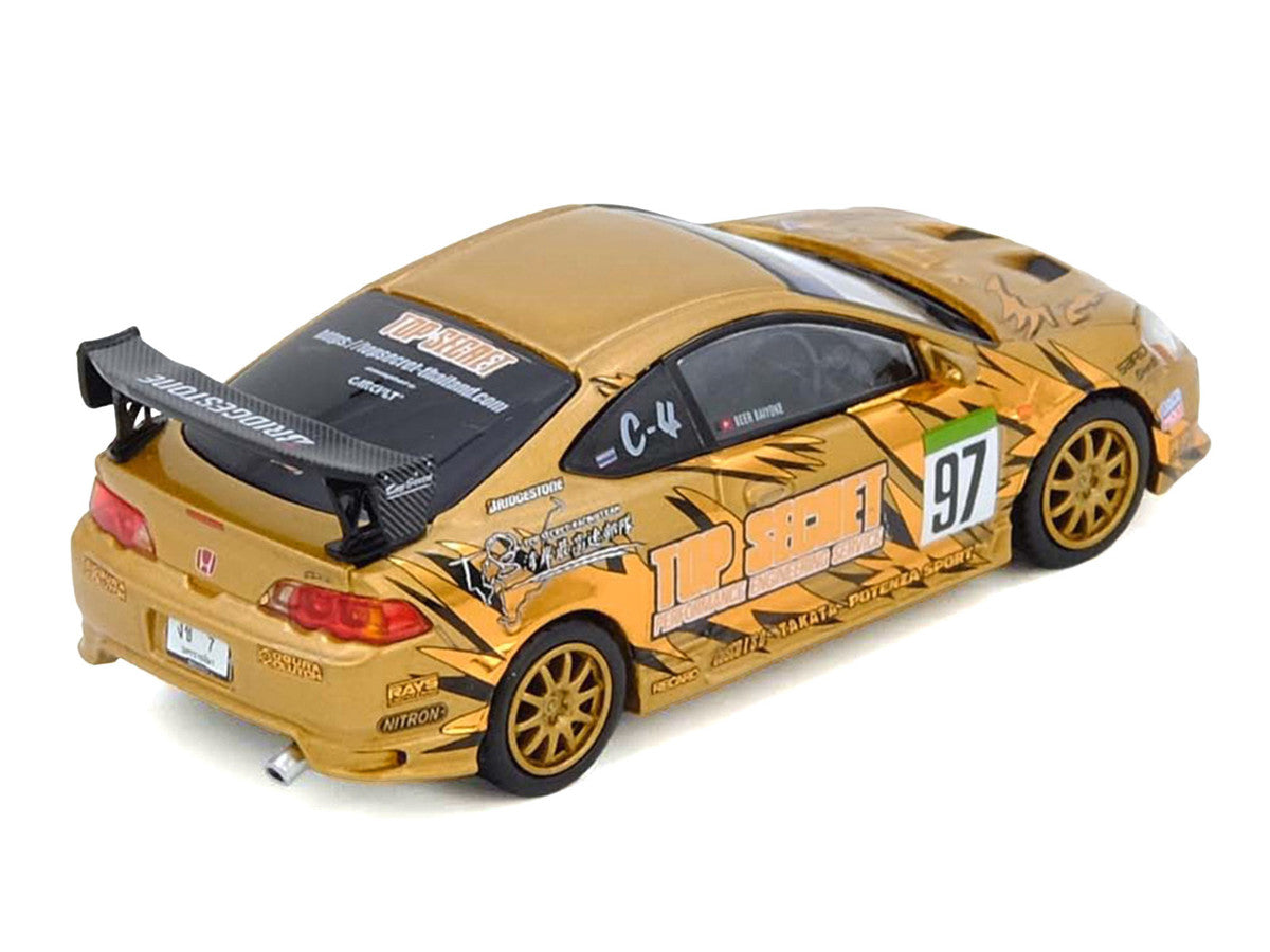 Honda Integra Type R DC5 RHD 1/64 Diecast Model Gold Metallic-1