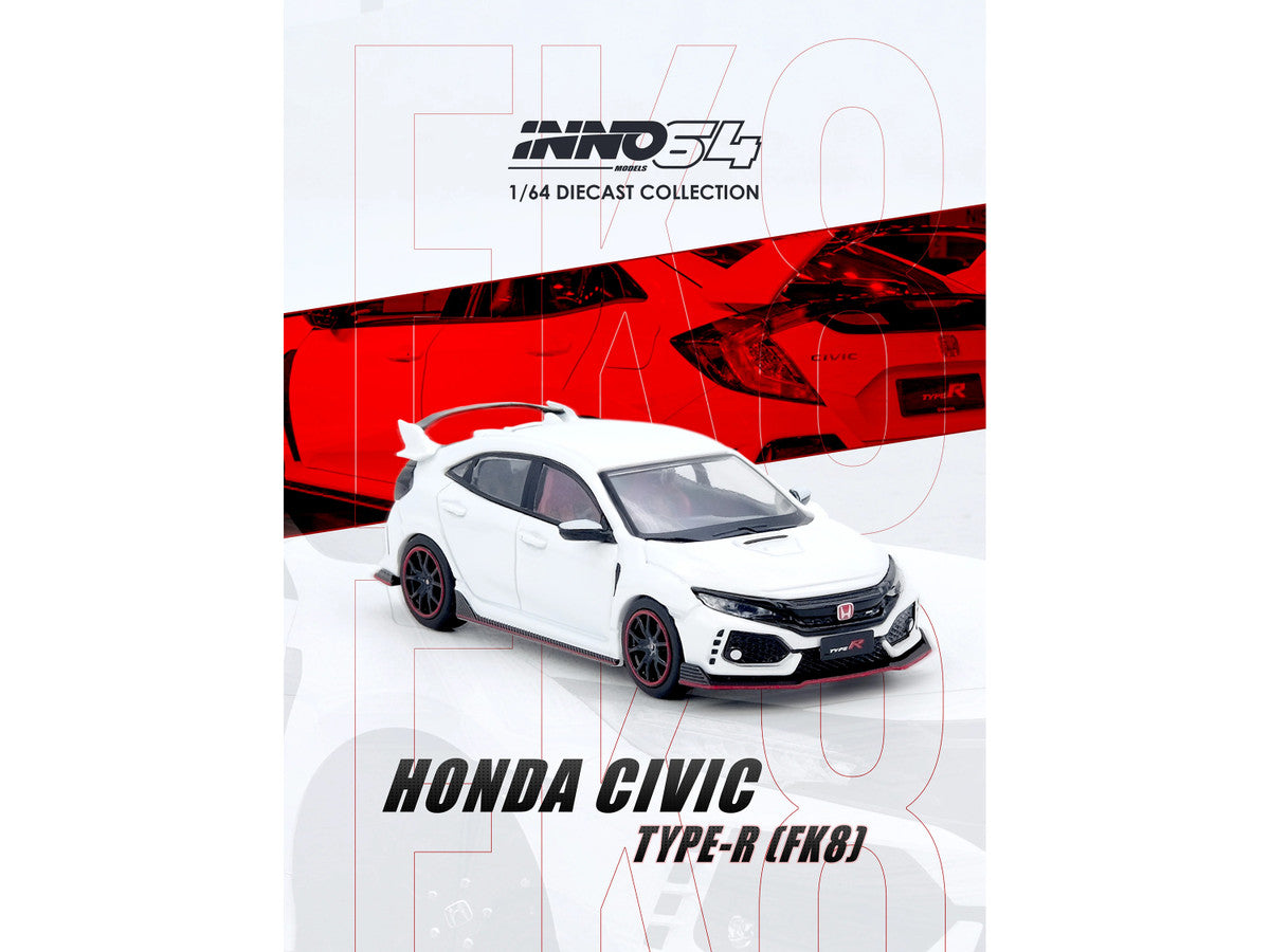 Honda Civic Type R FK8 RHD White 1/64 Diecast Model Car by Inno Models-2