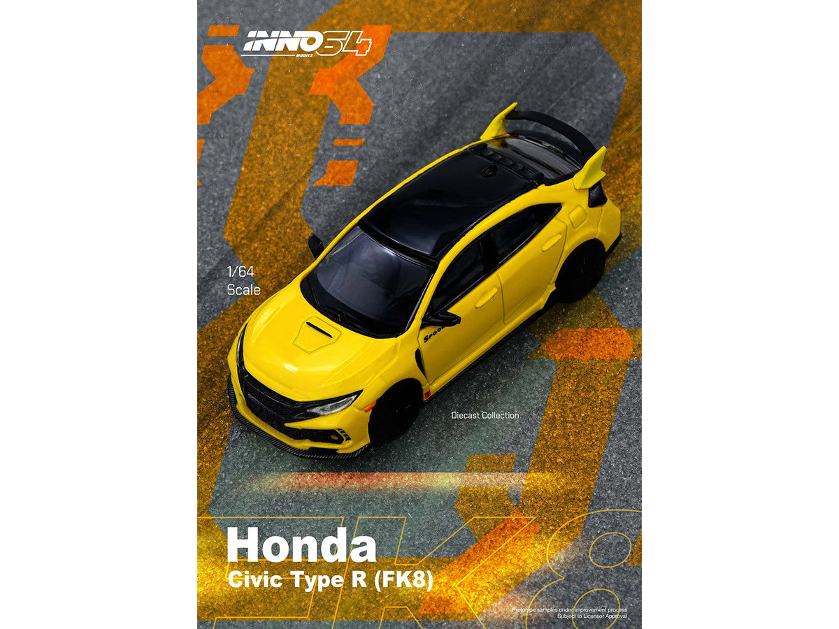 Honda Civic Type R FK8 RHD 1/64 Diecast Model Yellow Black Top-1