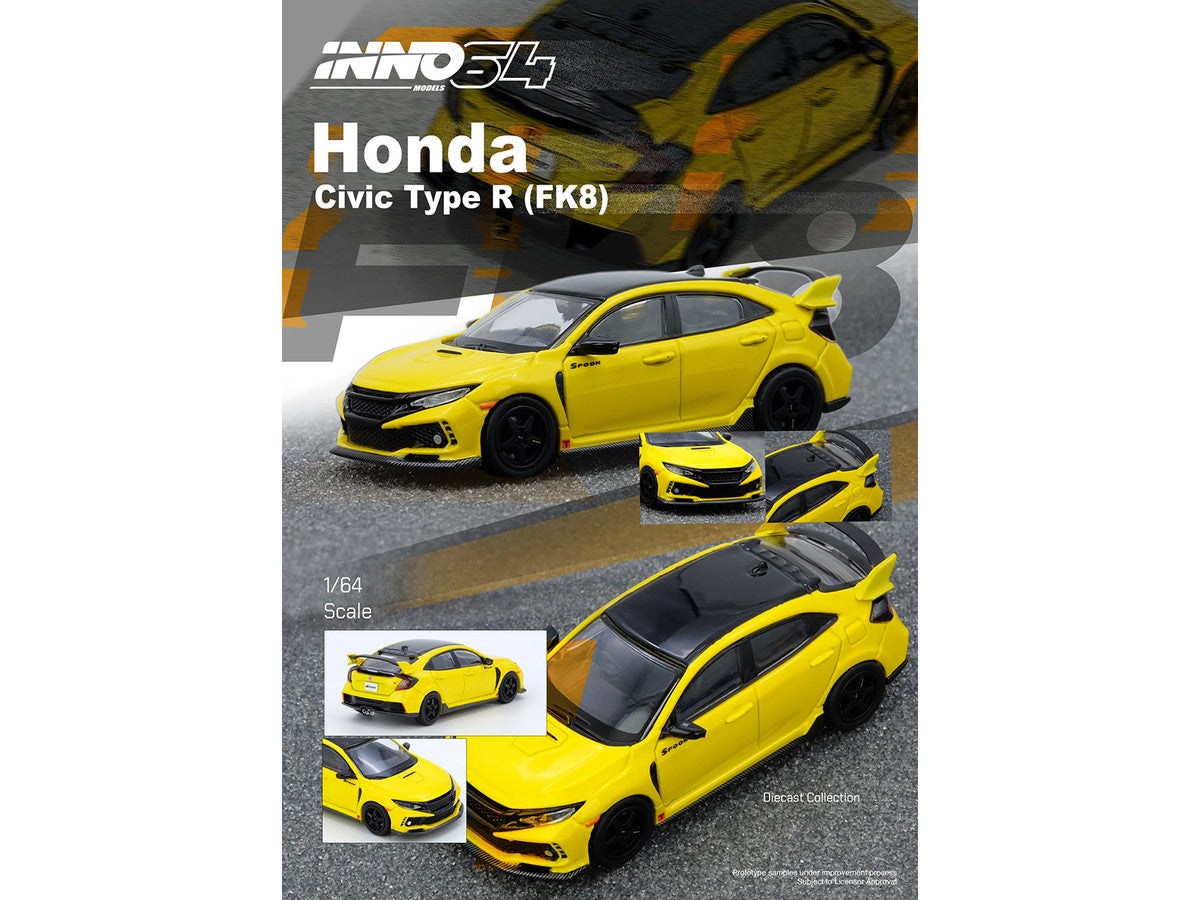 Honda Civic Type R FK8 RHD 1/64 Diecast Model Yellow Black Top-2