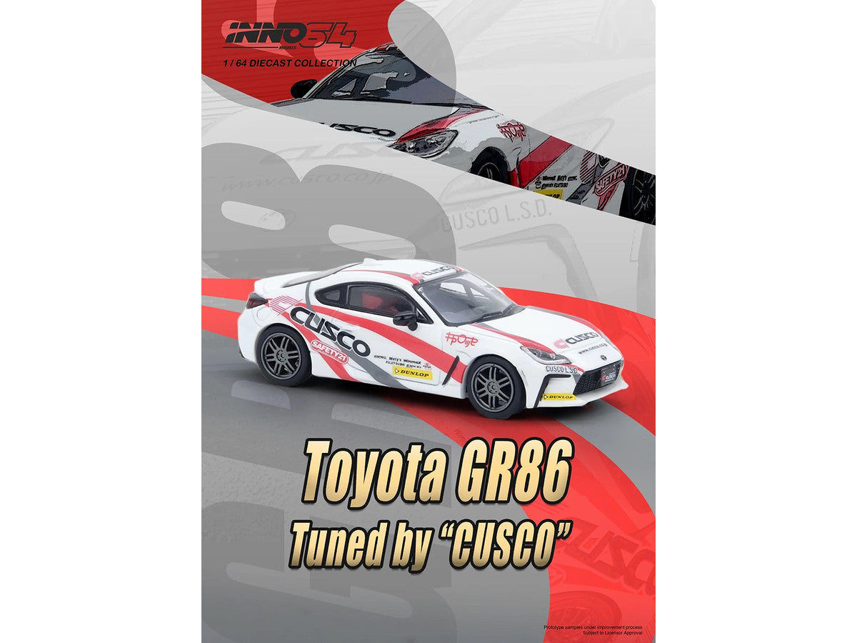 Toyota GR86 Tuned by CUSCO RHD 1/64 Diecast Model Car White-0