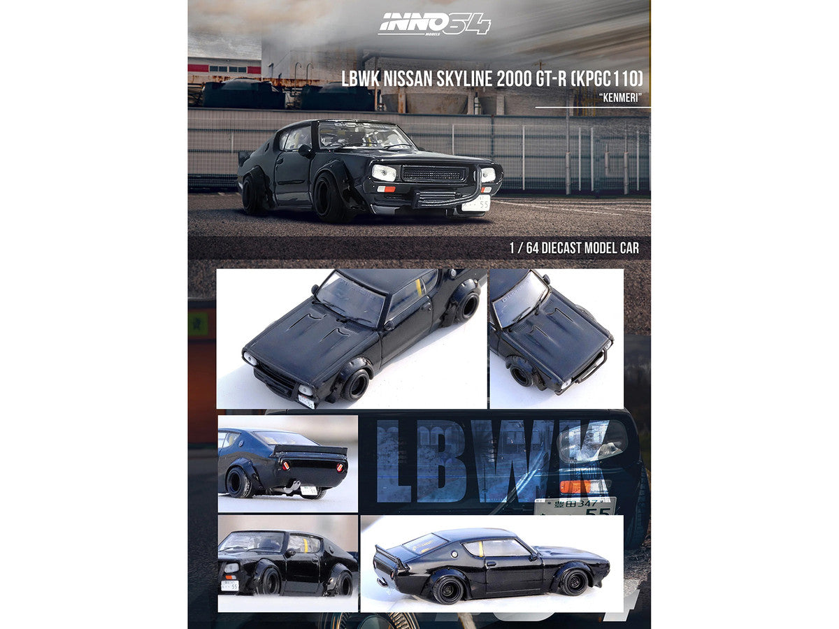 Nissan Skyline 2000 GT-R KPGC110 RHD LB-Works Black 1/64 Diecast Model-1