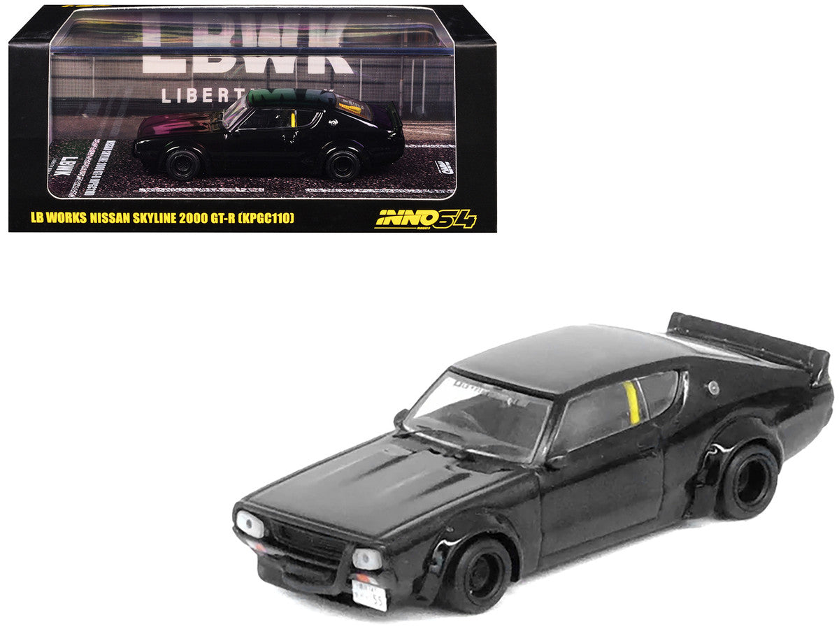 Nissan Skyline 2000 GT-R KPGC110 RHD LB-Works Black 1/64 Diecast Model-3