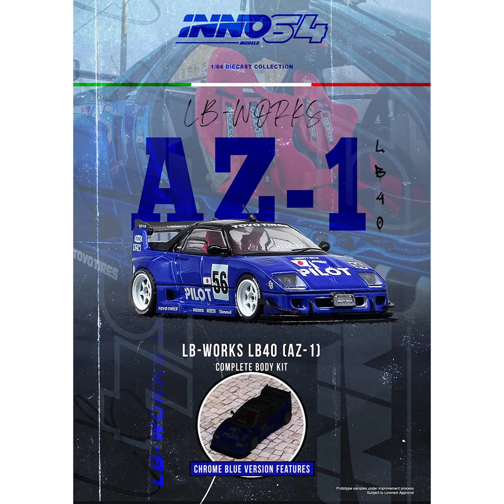 Mazda AZ-1 Liberty Walk LB40 RHD 1/64 Diecast Model Car Blue Black Top-3