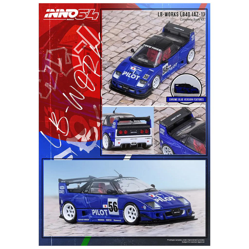 Mazda AZ-1 Liberty Walk LB40 RHD 1/64 Diecast Model Car Blue Black Top-4