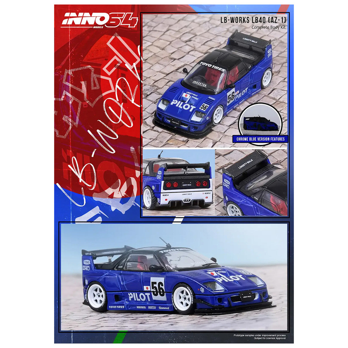 Mazda AZ-1 Liberty Walk LB40 RHD 1/64 Diecast Model Car Blue Black Top-4