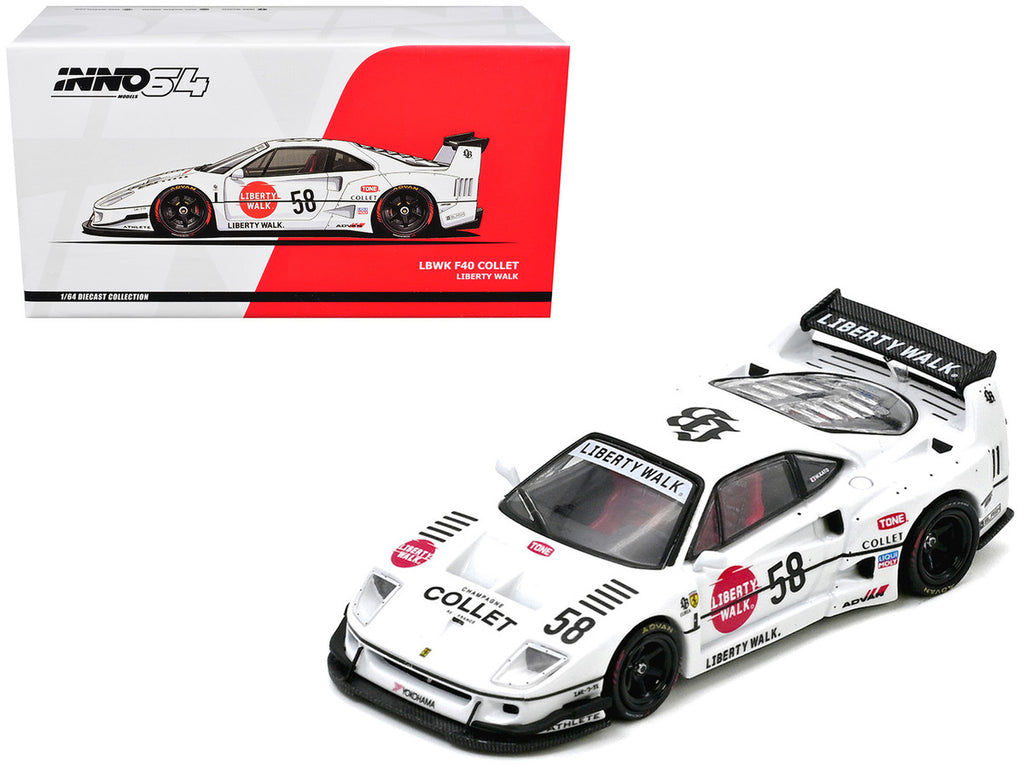 LBWK Liberty Walk F40 #58 White Graphics 1/64 Diecast Model Car-4