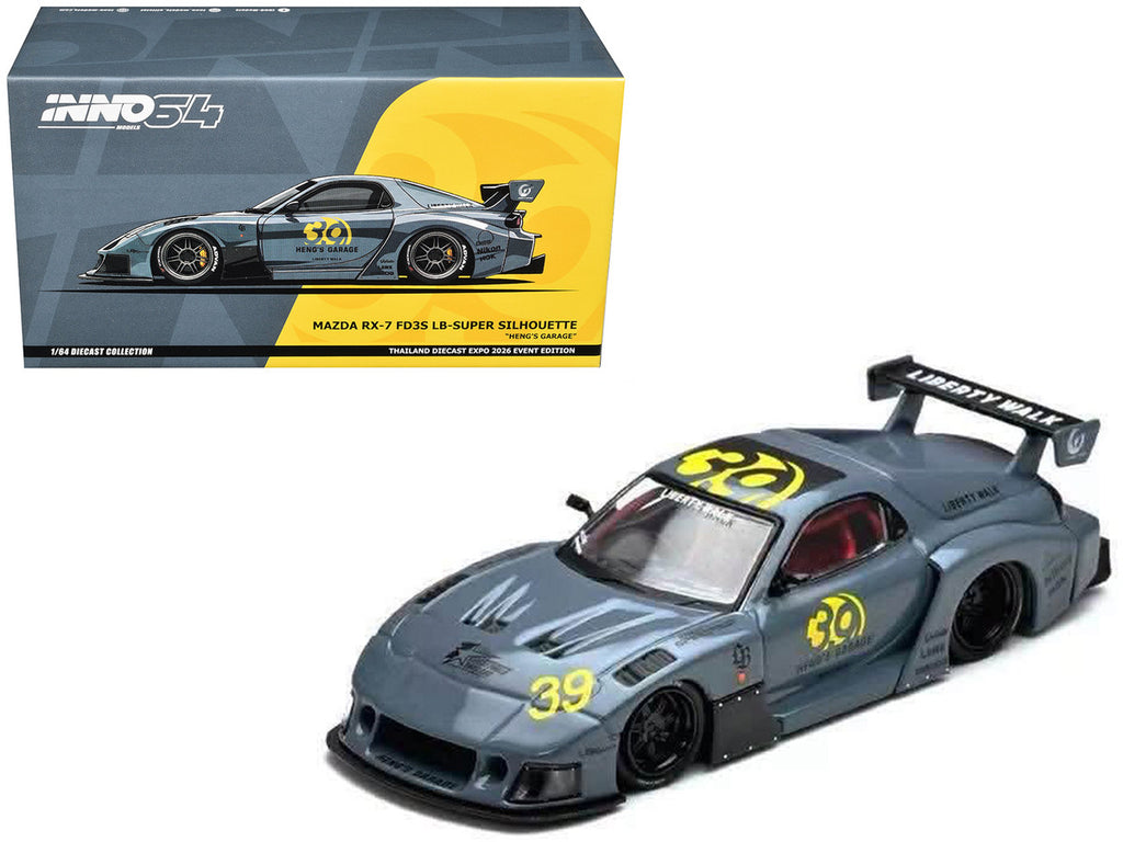 Mazda RX7 FD3S LB-Super Silhouette RHD 1/64 Diecast Model Gray-0