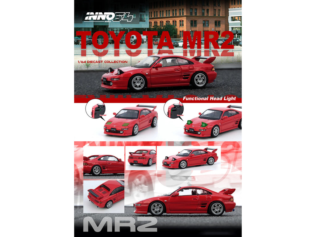 Toyota MR2 SW20 RHD Red 1/64 Diecast Model Car by Inno Models-4