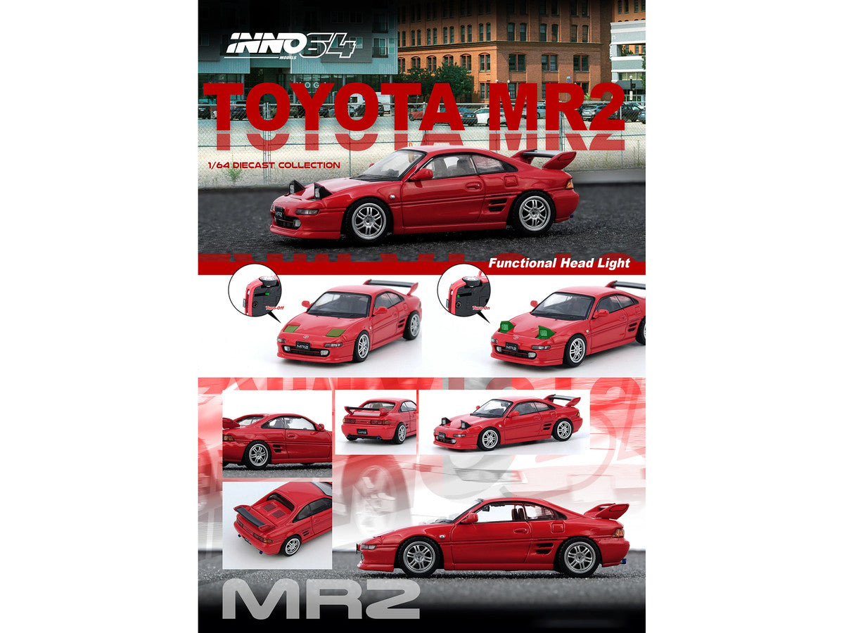 Toyota MR2 SW20 RHD Red 1/64 Diecast Model Car by Inno Models-4
