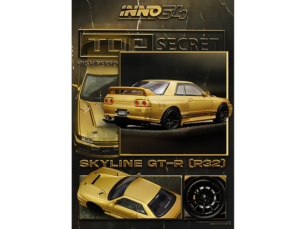 Nissan Skyline Top Secret BNR32 GT-R 650R RHD Gold 1/64 Diecast Model-1