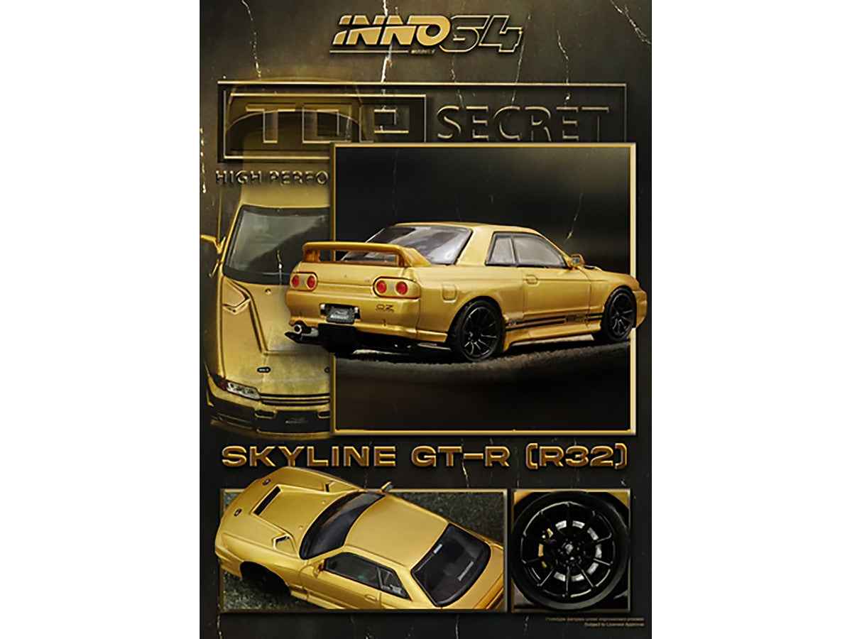 Nissan Skyline Top Secret BNR32 GT-R 650R RHD Gold 1/64 Diecast Model-1
