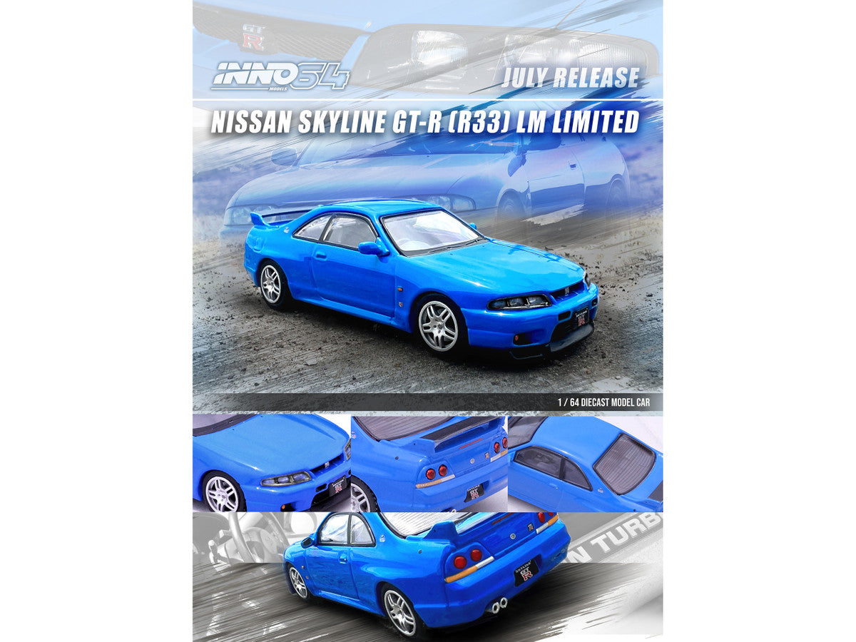 Nissan Skyline GT-R R33 RHD Blue LM Limited 1/64 Diecast Model Car-1