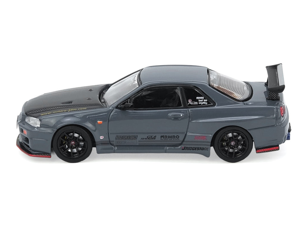 Nissan Skyline GT-R R34 Top Secret RHD Stealth Gray 1/64 Model-0