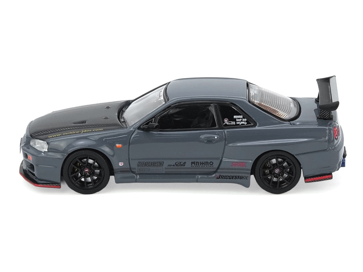 Nissan Skyline GT-R R34 Top Secret RHD Stealth Gray 1/64 Model-0