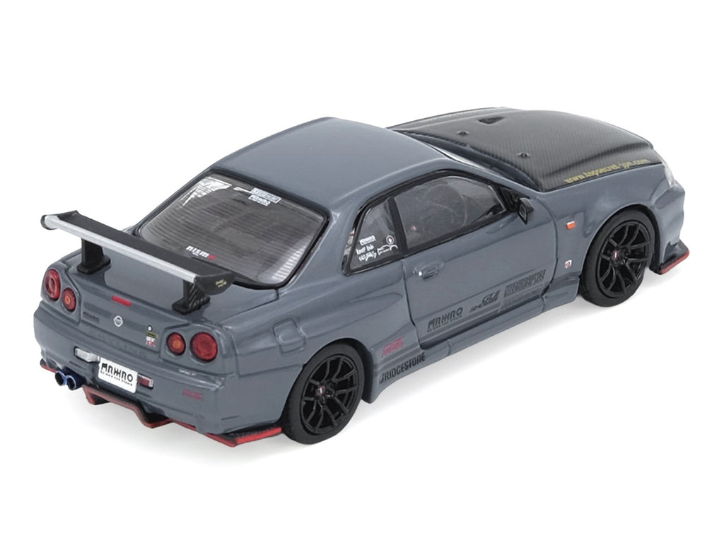 Nissan Skyline GT-R R34 Top Secret RHD Stealth Gray 1/64 Model-2