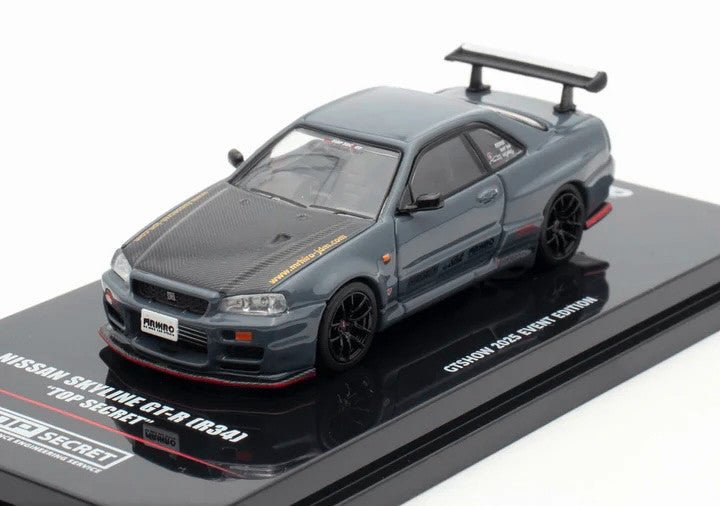 Nissan Skyline GT-R R34 Top Secret RHD Stealth Gray 1/64 Model-1