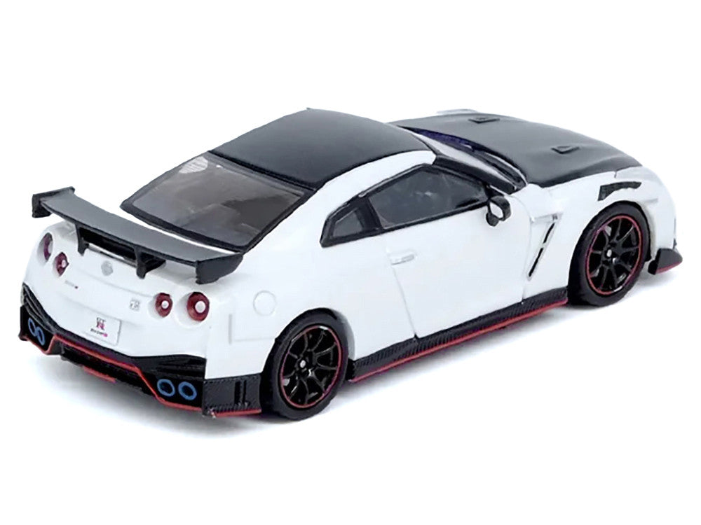 Nissan GT-R R35 Nismo RHD White Carbon Hood 1/64 Diecast Model-2