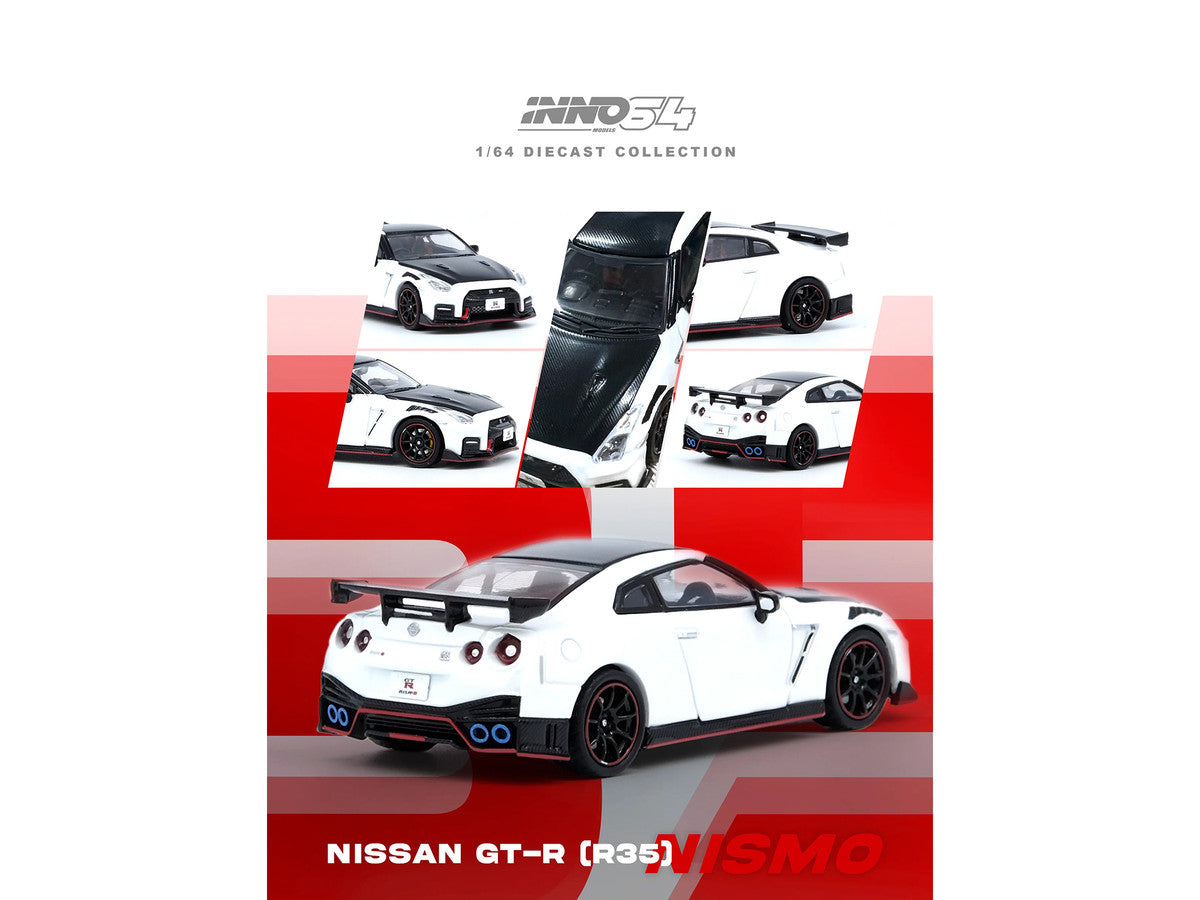 Nissan GT-R R35 Nismo RHD White Carbon Hood 1/64 Diecast Model-1