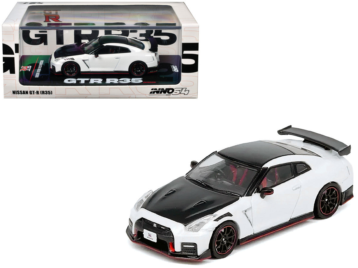 Nissan GT-R R35 Nismo RHD White Carbon Hood 1/64 Diecast Model-3