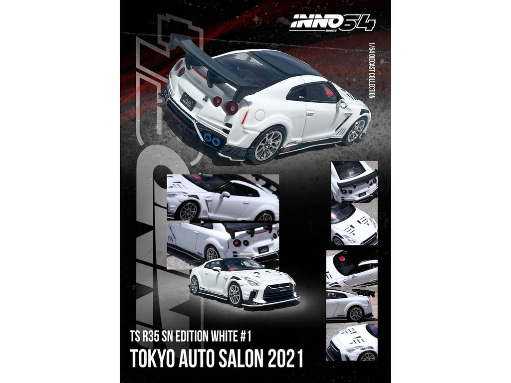 Nissan GT-R R35 Top Secret 1/64 Diecast Model Car White Black-0