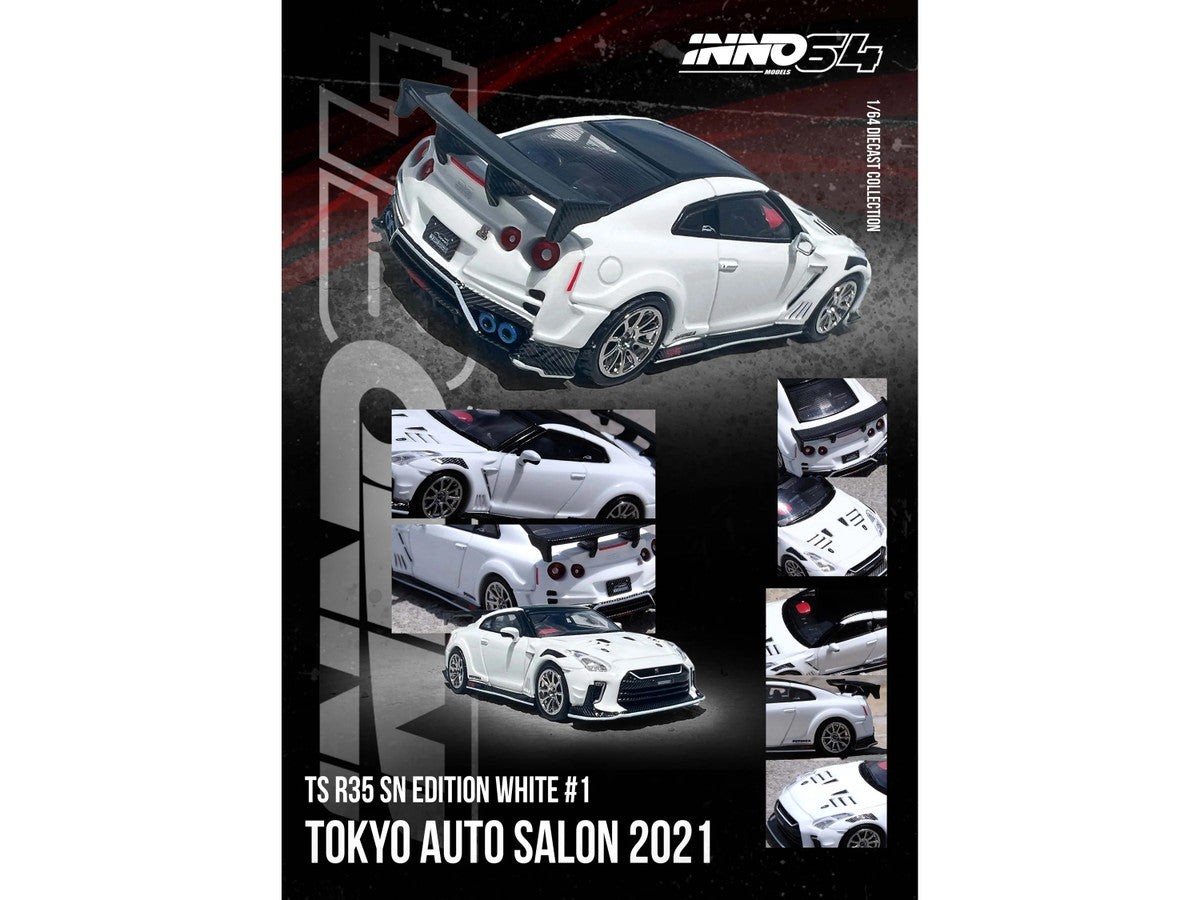 Nissan GT-R R35 Top Secret 1/64 Diecast Model Car White Black-0