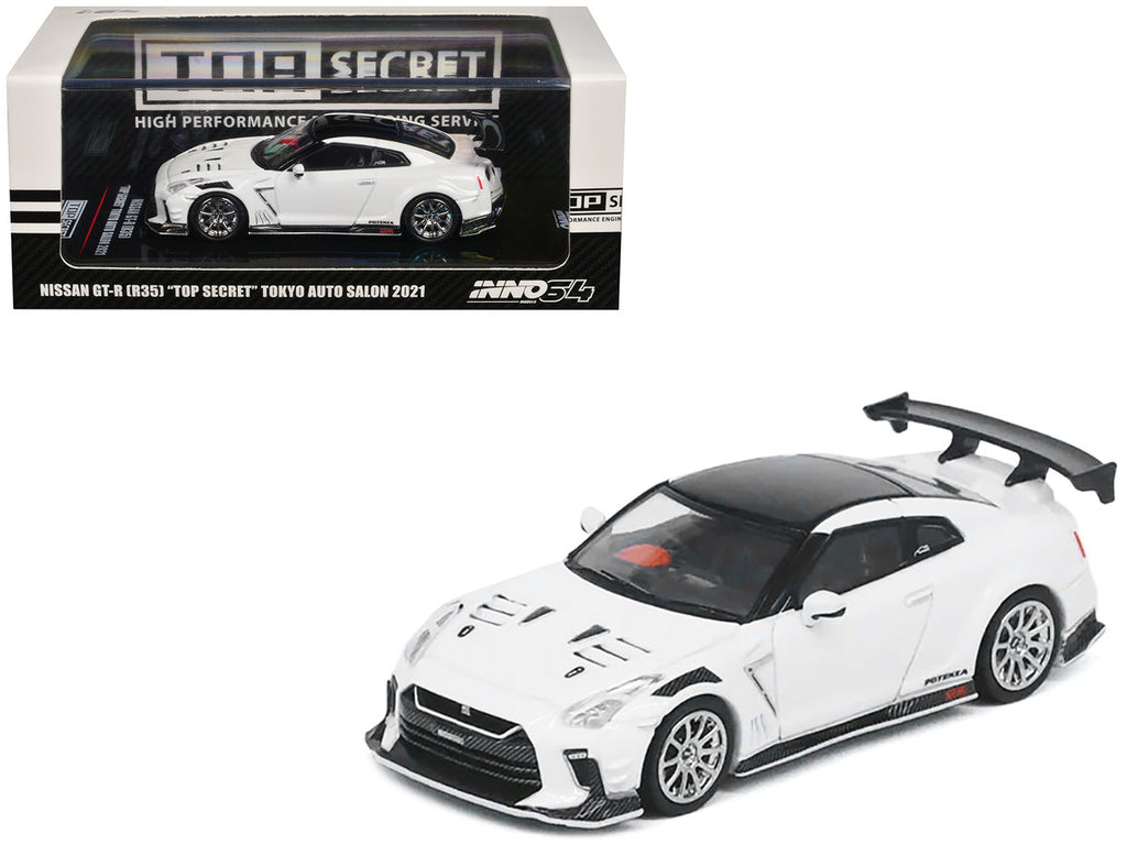 Nissan GT-R R35 Top Secret 1/64 Diecast Model Car White Black-3