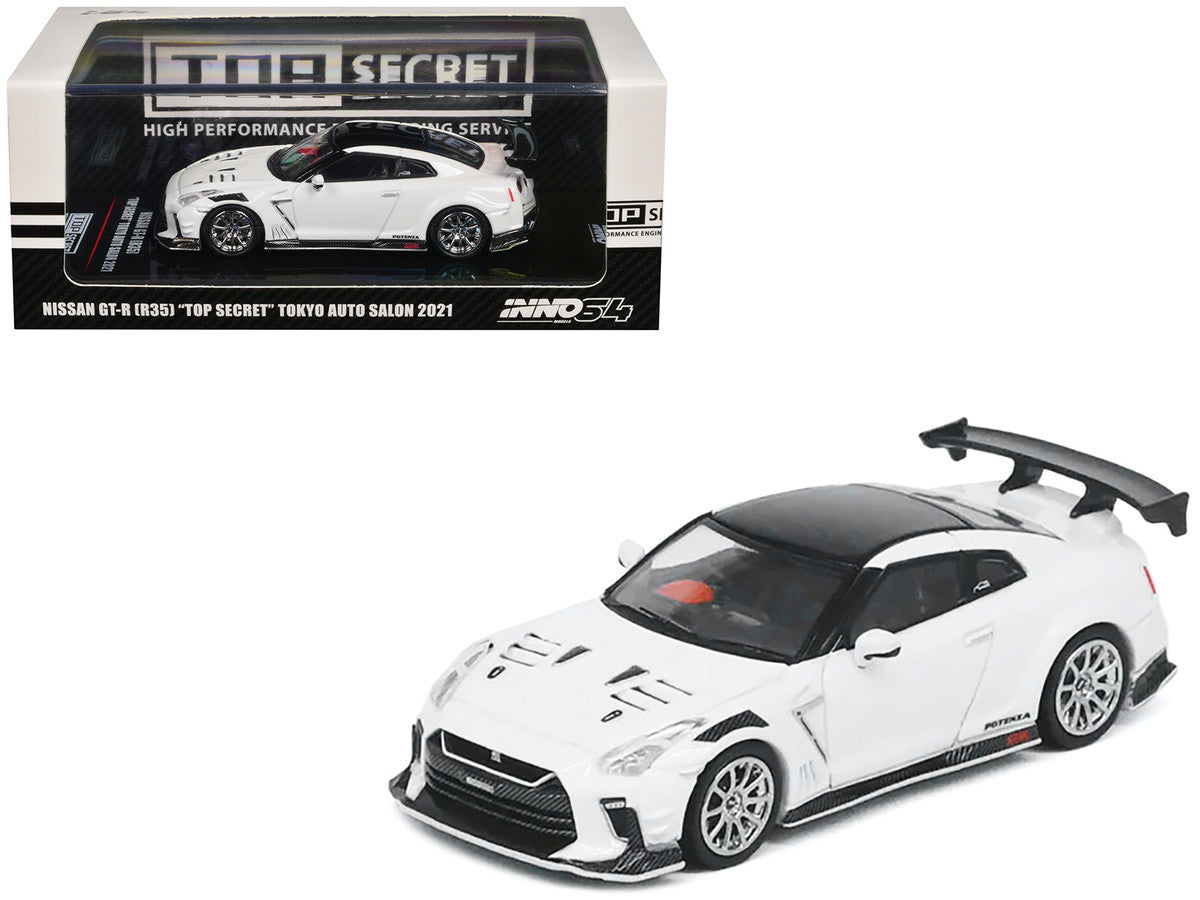 Nissan GT-R R35 Top Secret 1/64 Diecast Model Car White Black-3