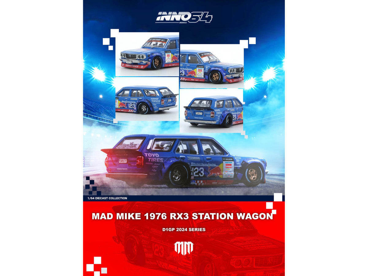 1976 Mazda RX3 Station Wagon RHD #12 Mad Mike Whiddett 1/64 Diecast Model-0