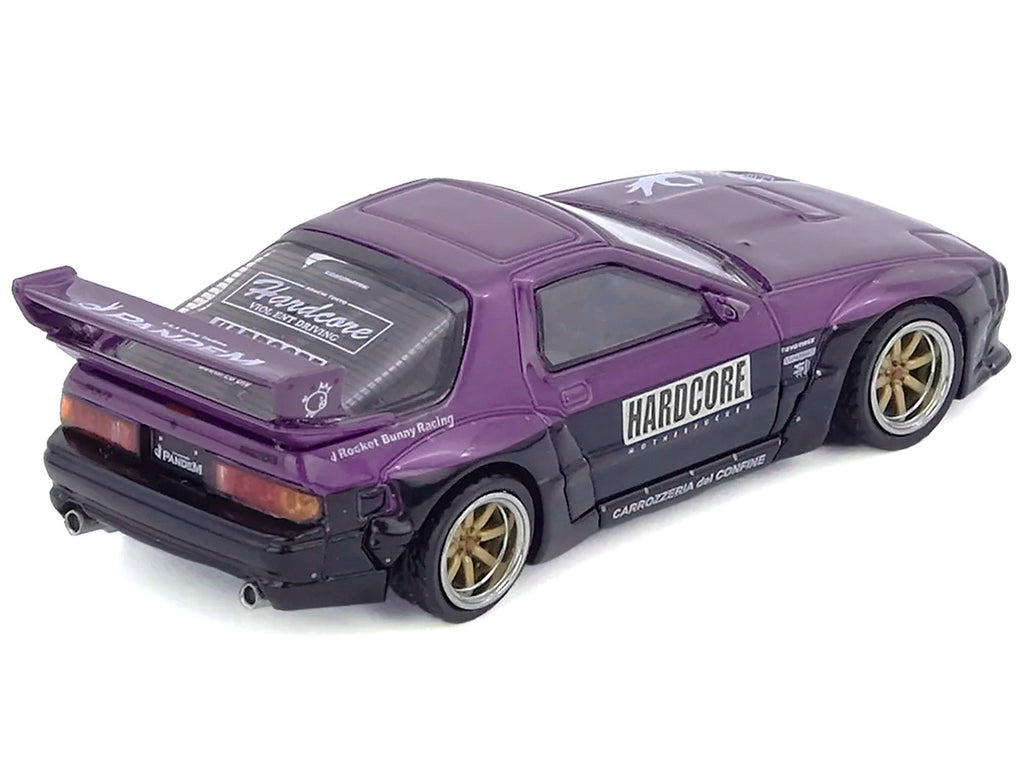 Mazda RX7 FC3S Pandem Rocket Bunny 1/64 Diecast Model Car Purple Black-2