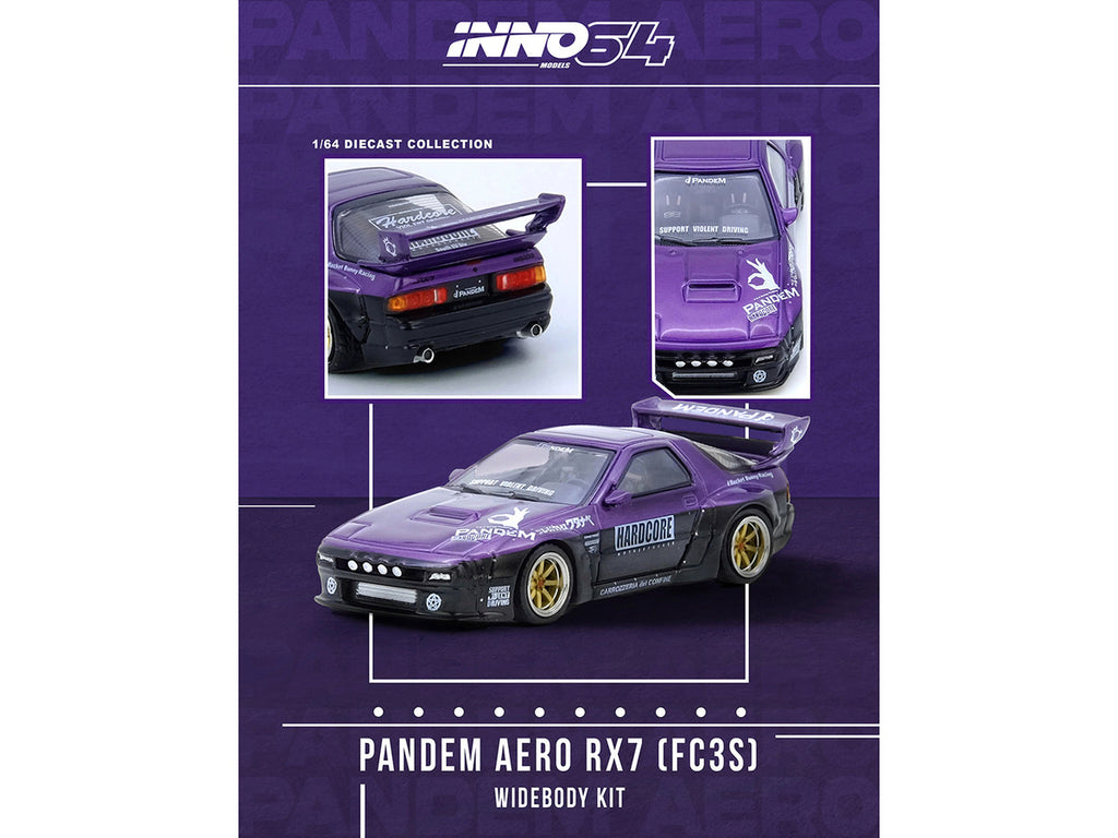 Mazda RX7 FC3S Pandem Rocket Bunny 1/64 Diecast Model Car Purple Black-1